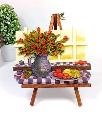 Quadretto miniatura decorativo fiori e frutta