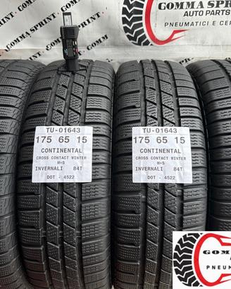 4 PNEUMATICI 175/65 R15 CONTINENTAL INVERNALI 90%