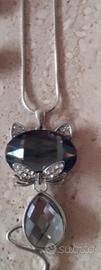 Collana  gattino cristalli fumè
