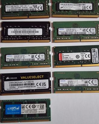 Memorie Ram DDR4 da 8 Gb - usate e testate