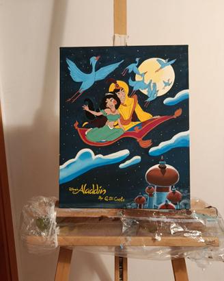 Dipinto Acrilico su Tela Disney Alladin 50*40 cm