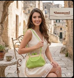Clutch SIMONAMI CROCHET Verde Prato in Cordino 