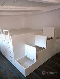 Letto Matrimoniale Soppalcato - Armadio  integrato