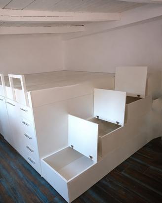 Letto Matrimoniale Soppalcato - Armadio  integrato