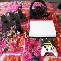 xbox one x,due controller,volante,pedaliera,cambio