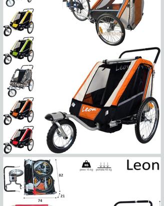carrello / passeggino bici 2 bambini