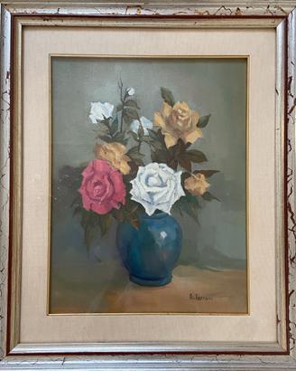 Quadro dipinto ad olio con rose di A. Tarroni