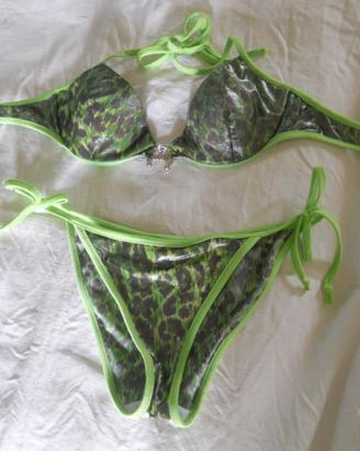 Bikini D&G 2 pezzi costume leopardato verde
