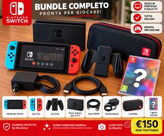 🎮 NINTENDO SWITCH + ACCESSORI + GIOCO + CUSTODIA 