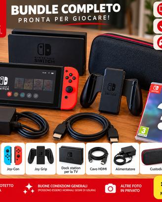 🎮 NINTENDO SWITCH + ACCESSORI + GIOCO + CUSTODIA 
