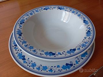 Insalatiera più piatto portata in ceramica decorat