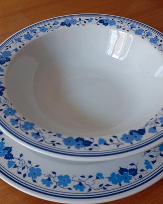 Insalatiera più piatto portata in ceramica decorat