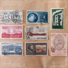 8 francobolli italiani usati del 1956