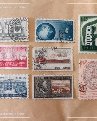 8 francobolli italiani usati del 1956