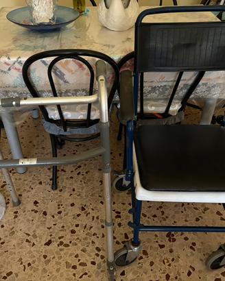 Deambulatore + sedia comoda a rotelle