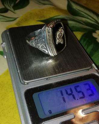 antico anello ottomano con Pietra onice ed inserti