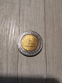 Moneta 500 lire 1996 del 70 anniversario ISTAT