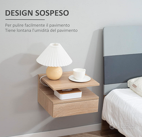 Comodino sospeso Rovere Naturale