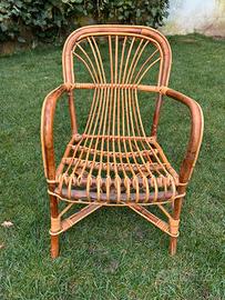 Sedia vintage bimbi o porta bambole in vimini