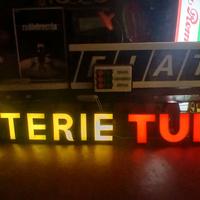 Insegna Luminosa Anni 50 BATTERIE TUDOR vetro neon