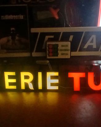 Insegna Luminosa Anni 50 BATTERIE TUDOR vetro neon