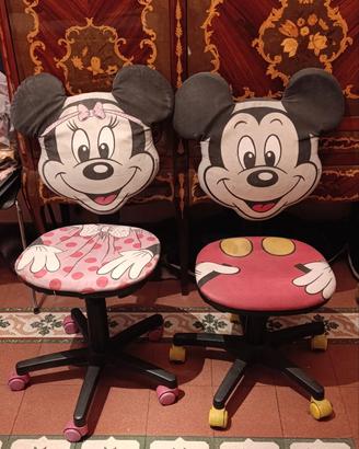 2 SEDIE SCRIVANIA BAMBINI TOPOLINO E MINNI