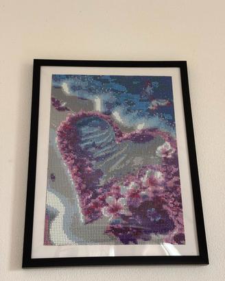 Quadro Cuore Fiori Viola Diamond Painting
