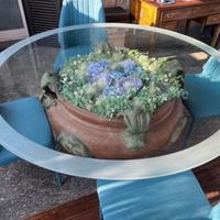 Tavolo da veranda con base in cotto fiorentino