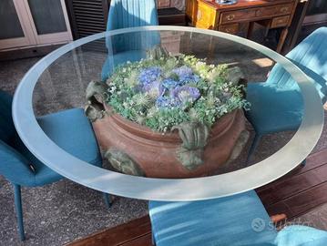 Tavolo da veranda con base in cotto fiorentino