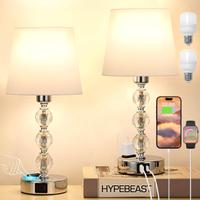 **Set 2 Lampade Comodino Cristallo Touch Dimmerabi