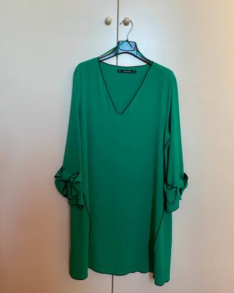 Vestito Zara Basic verde tg L (44 ita)