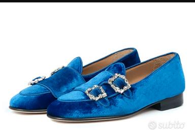 Mocassino Brera  velluto Blù  38 1/2