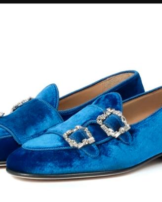 Mocassino Brera  velluto Blù  38 1/2