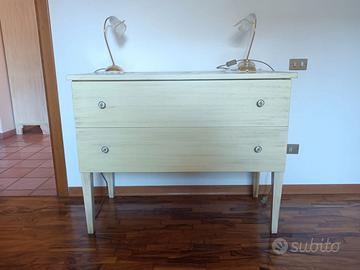 Comò 2 Cassetti Panna Stile Shabby Chic