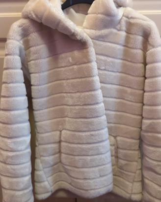 Giacca in eco-pelle bianca con cappuccio