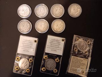 2 Lire umberto I Giro Completo Monete Argento 10pz