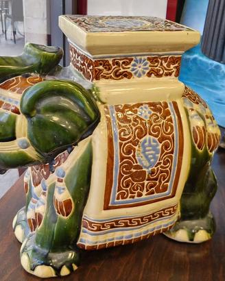 Coppia di elefanti in ceramica decorata