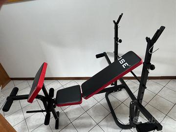 Panca pieghevole multifunz. + supporto bilanciere