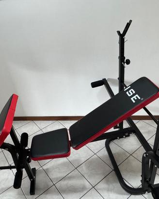 Panca pieghevole multifunz. + supporto bilanciere
