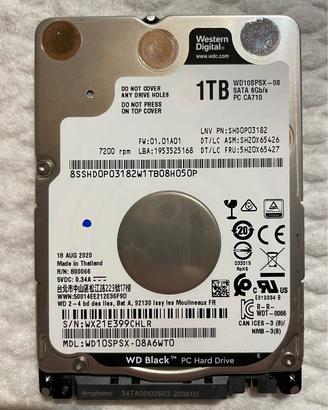 HDD 2,5" Western Digital 1 TB - 7200rpm Black Ed.