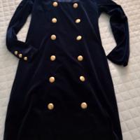 Abito velluto liscio blu 