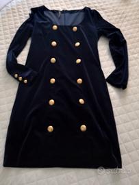 Abito velluto liscio blu 