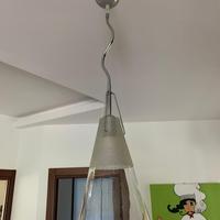 Coppia lampadari acciaio e vetro