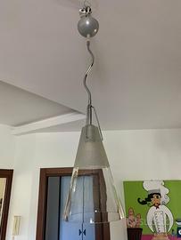 Coppia lampadari acciaio e vetro