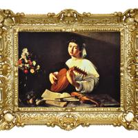 STAMPA SUONATORE LIUTO DI CARAVAGGIO CORNICE 55x45