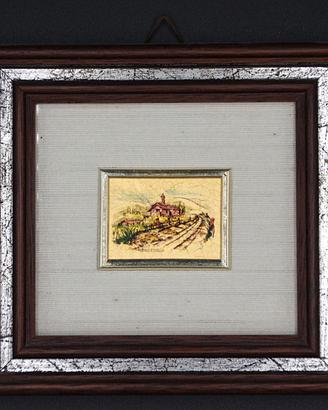 Cromolitografia d’arte vintage su foglia d’oro.