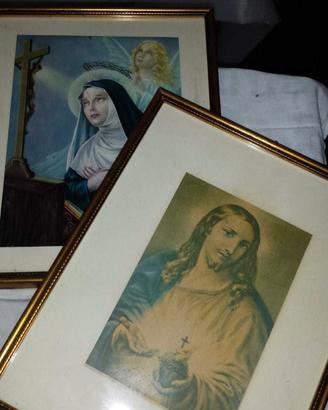 2 quadri religiosi con cornici in legno