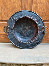 Conca antica rame ottone '700 scaldamani braciere