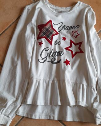 Maglietta bianca con stelle e scritta
