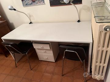 Scrivania moderna bianca 2 posti